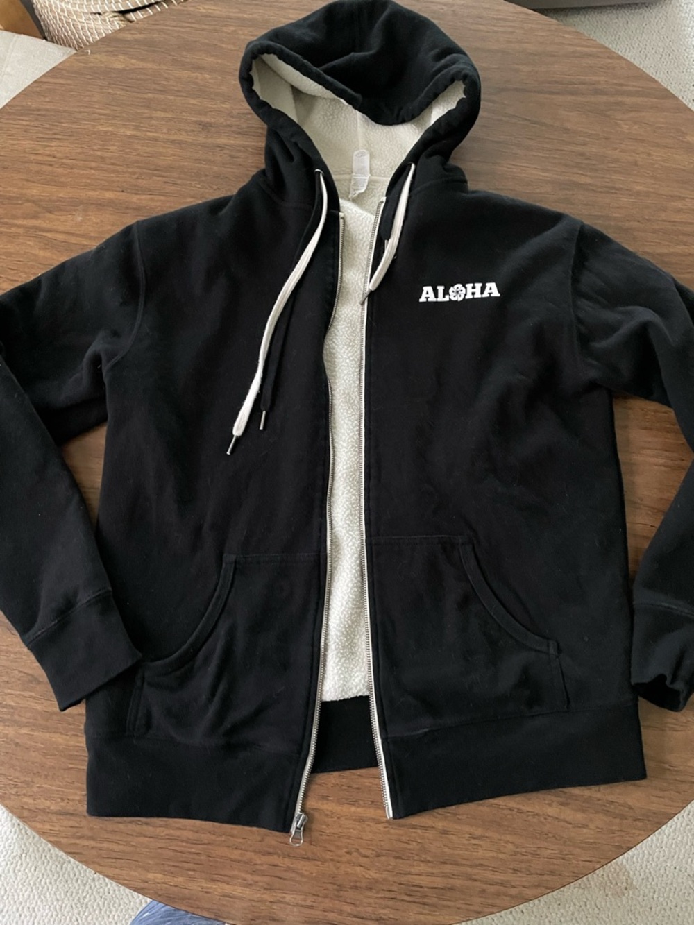 Black Zip-Up Hoodie with Fleece Lining